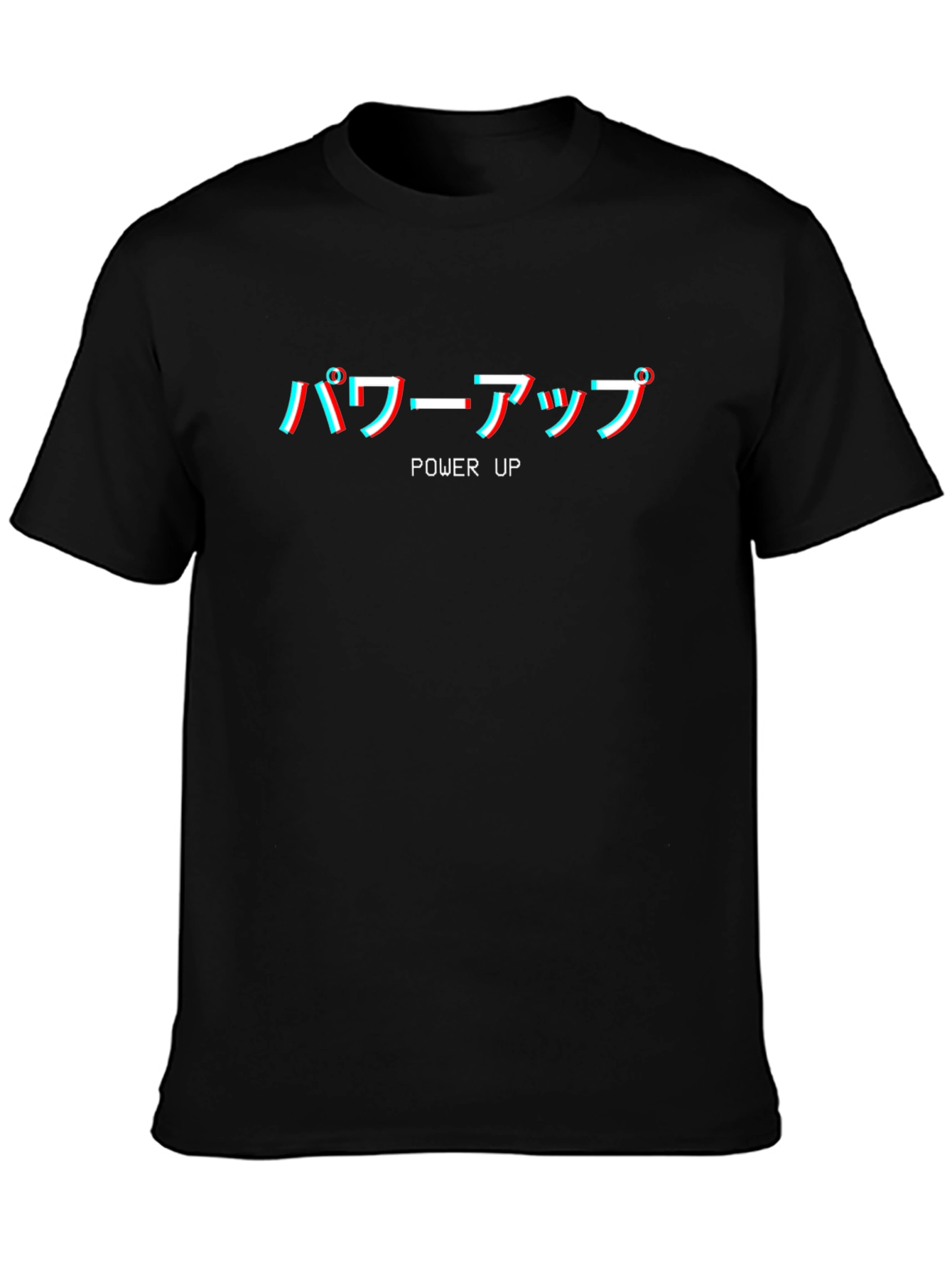 Black Power Up Black T-Shirt Japanese Text Graphic Tee view 3