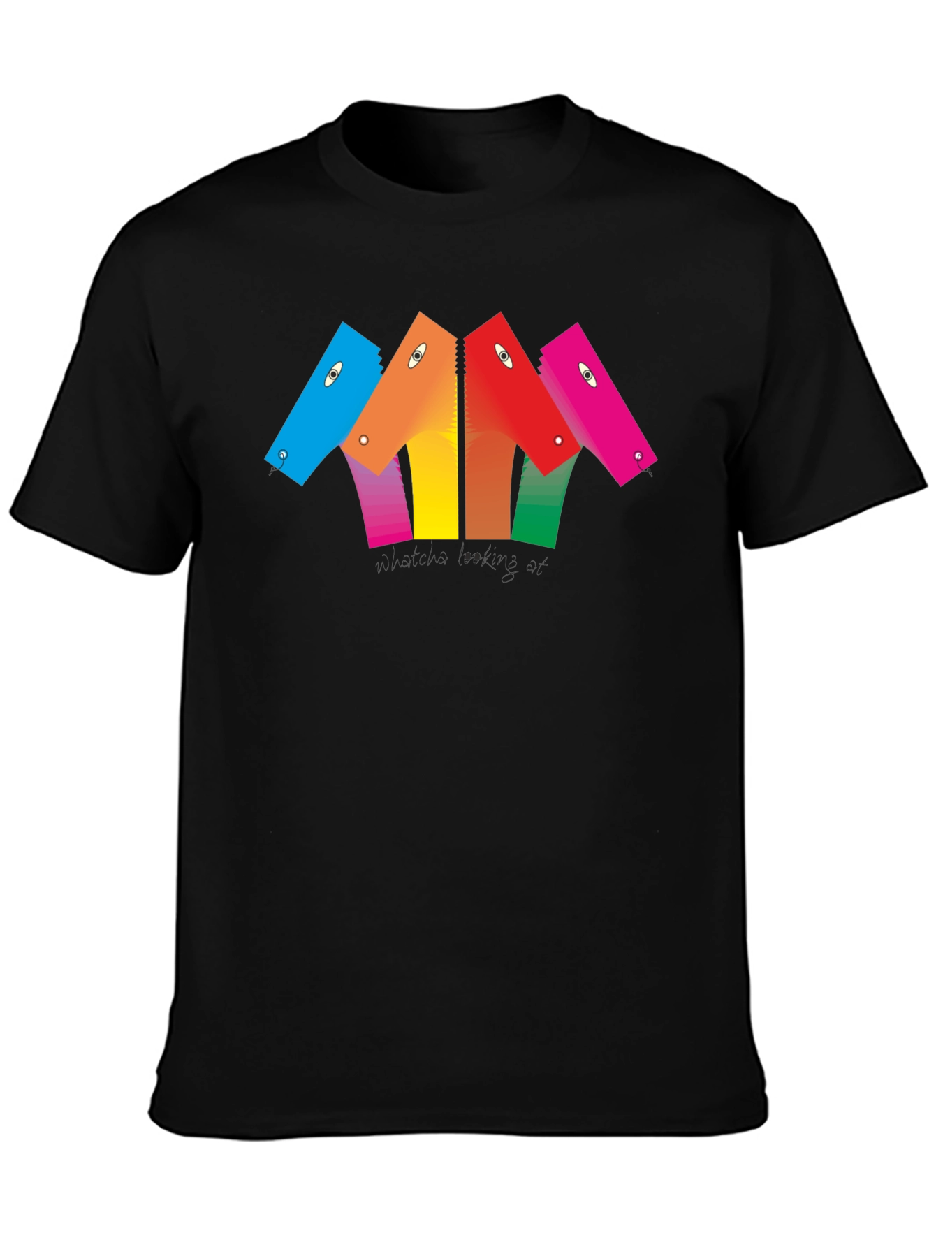 Black Abstract Colorful Heads Graphic T-Shirt - Unisex Black Tee view 3