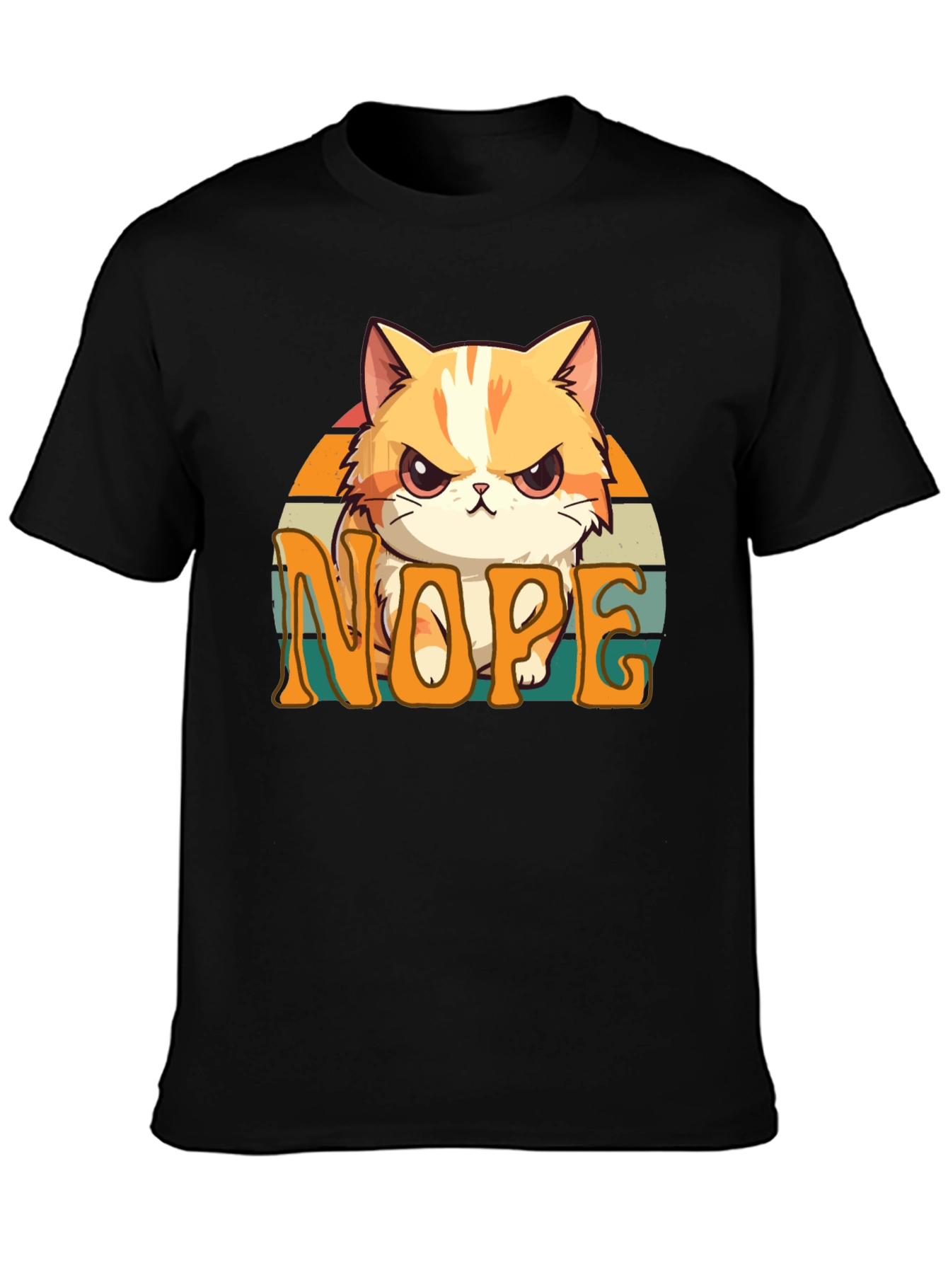 Black Nope Cat Graphic Tee - Unisex Comfort view 3