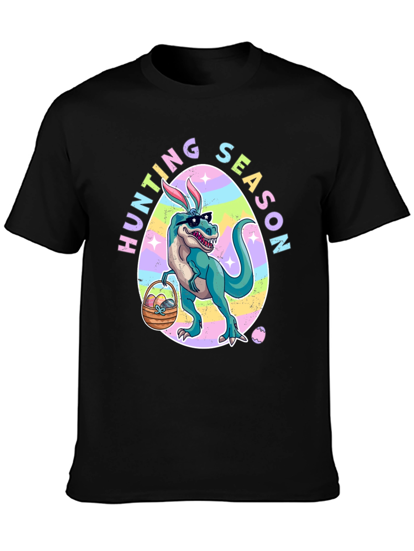 Black Dino Easter Hunting Season T-Shirt view 3