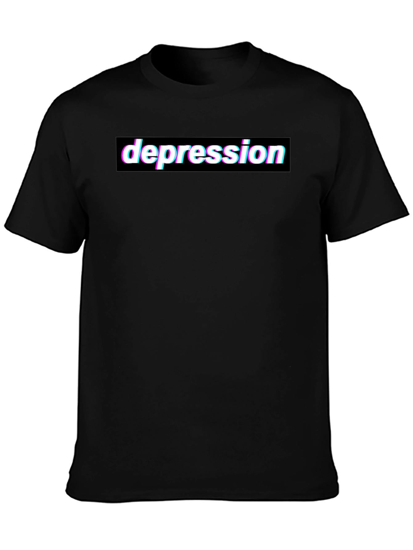 Black Depression Glitchcore Graphic Tee - Black Cotton T-Shirt view 3