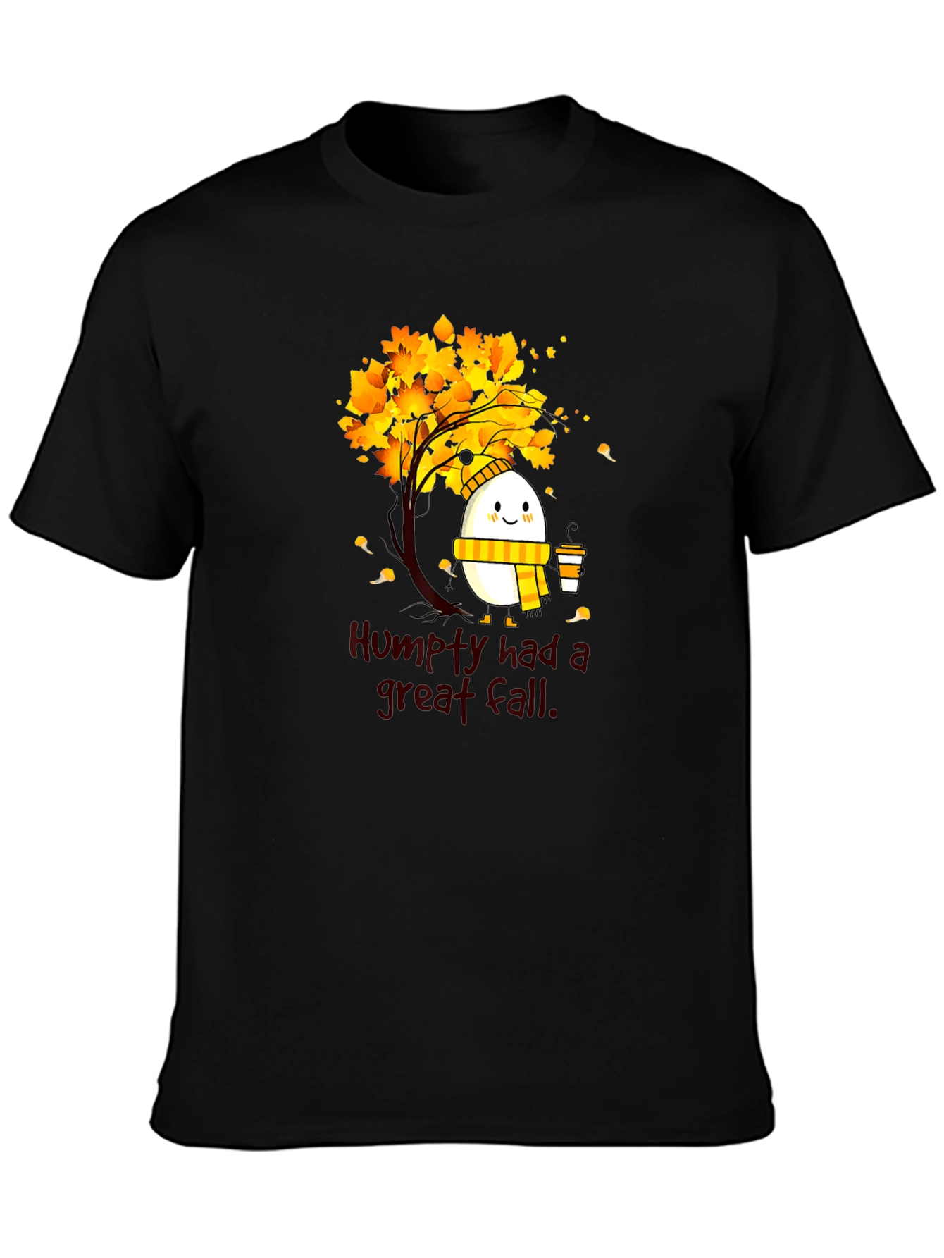 Black Humpty Great Fall Tee - Autumnal Humor Shirt view 3