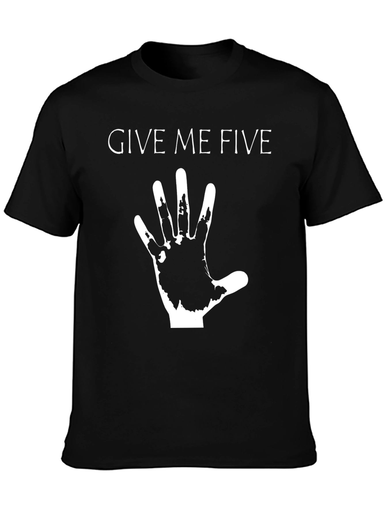 Black Give Me Five Graphic T-Shirt - Black Cotton Tee view 3