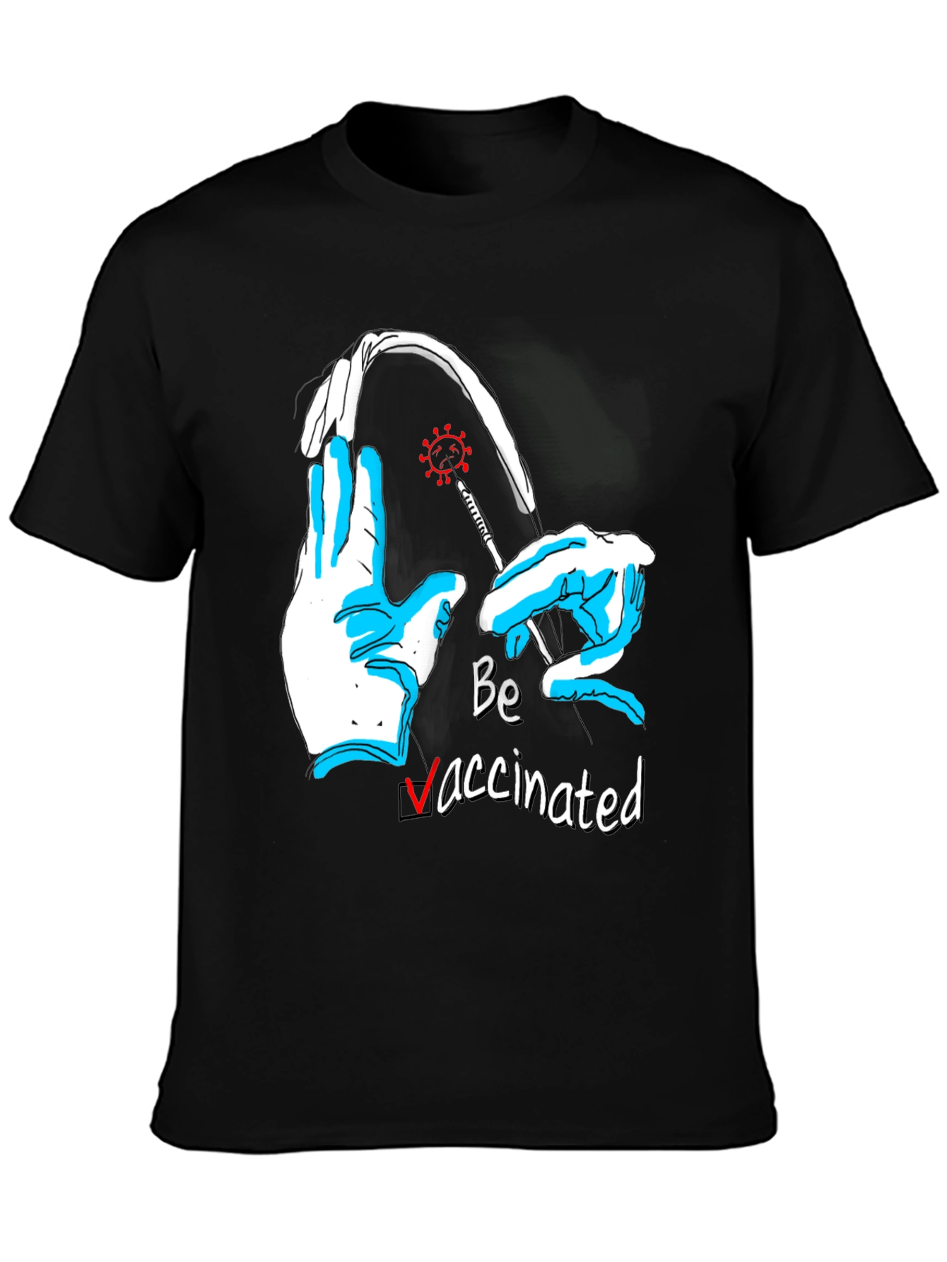 Black Be Vaccinated Graphic Tee - Black view 3