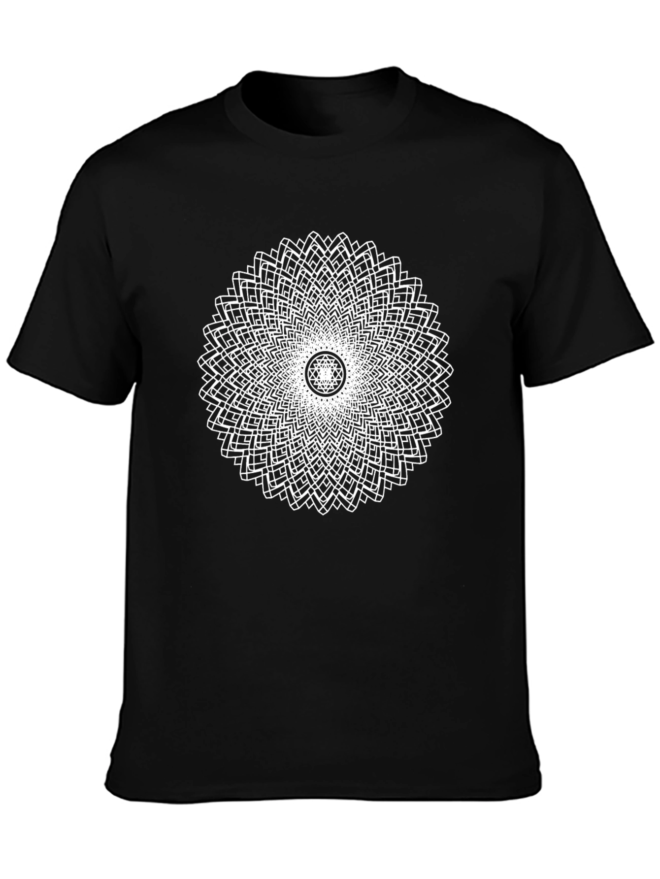 Black Geometric Mandala Print Black Tee view 3