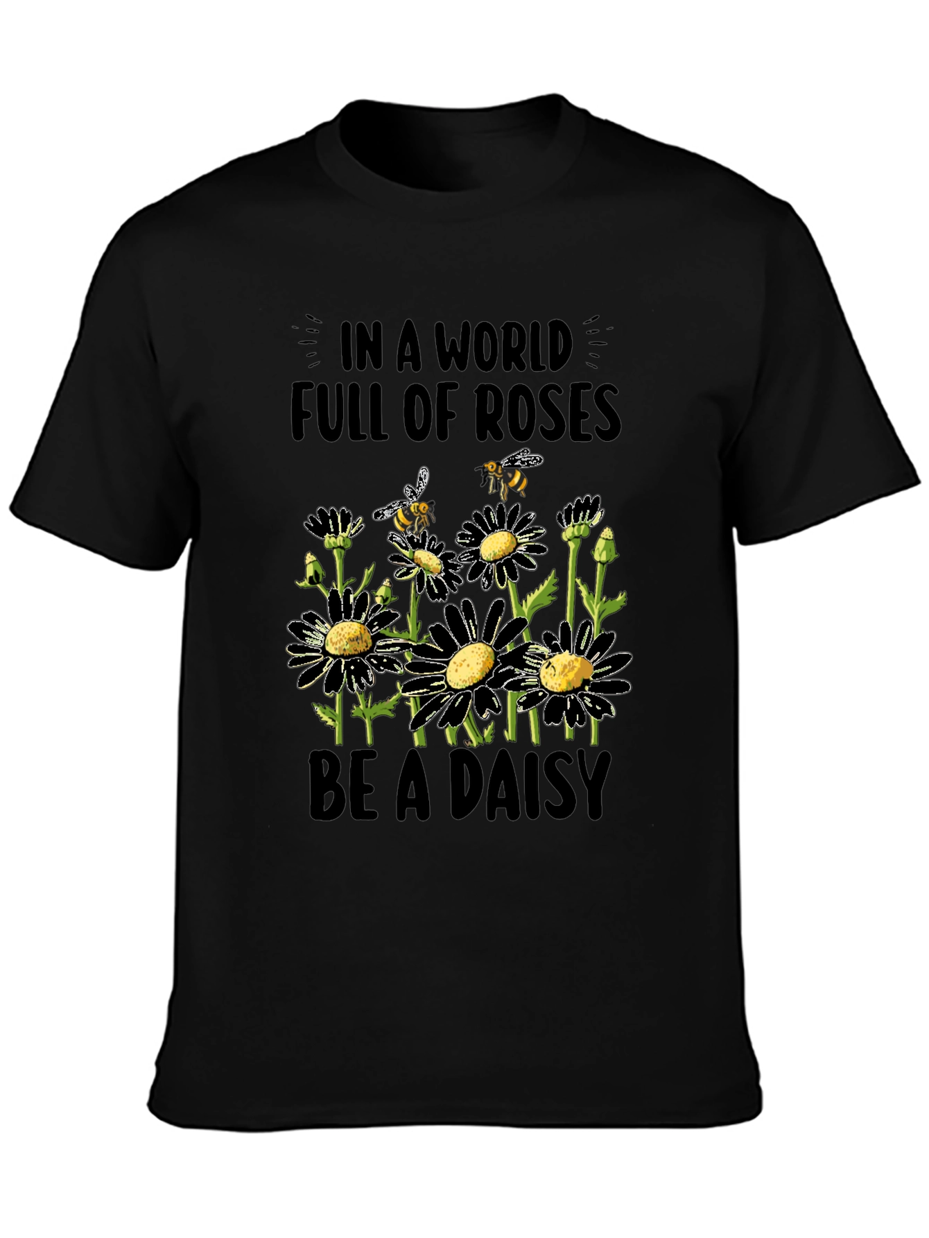 Black Daisy Bee Graphic Tee - Be a Daisy in a World of Roses view 3