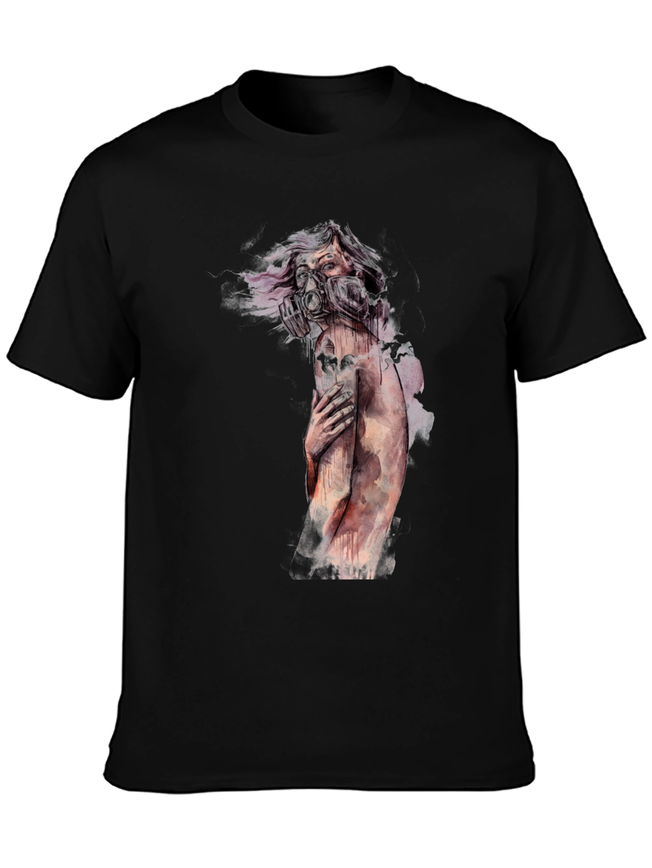 Black Unique Graphic Tee - Apocalyptic Watercolor Design view 3