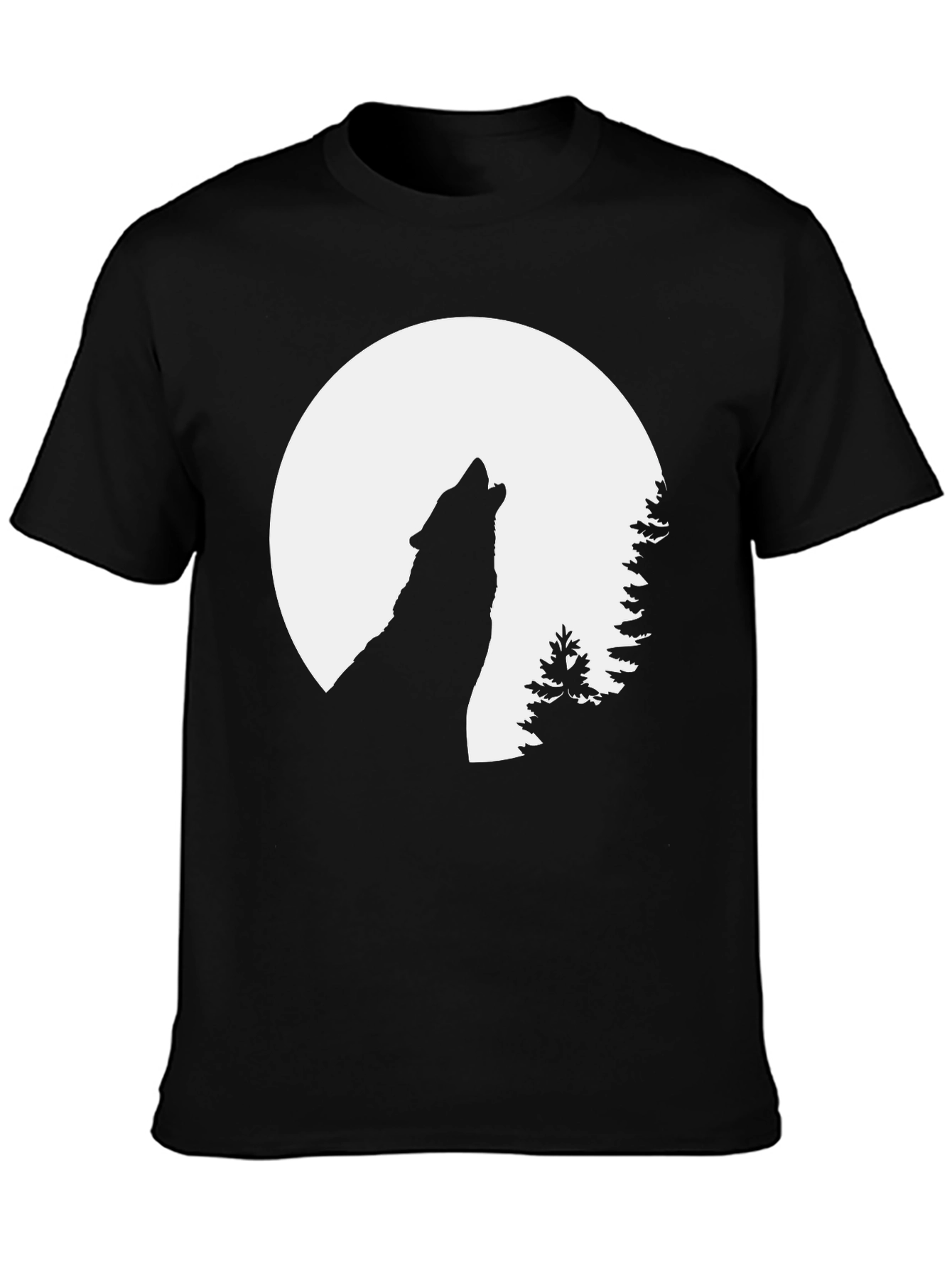 Black Wolf Howling at Moon Graphic Tee - Black view 3