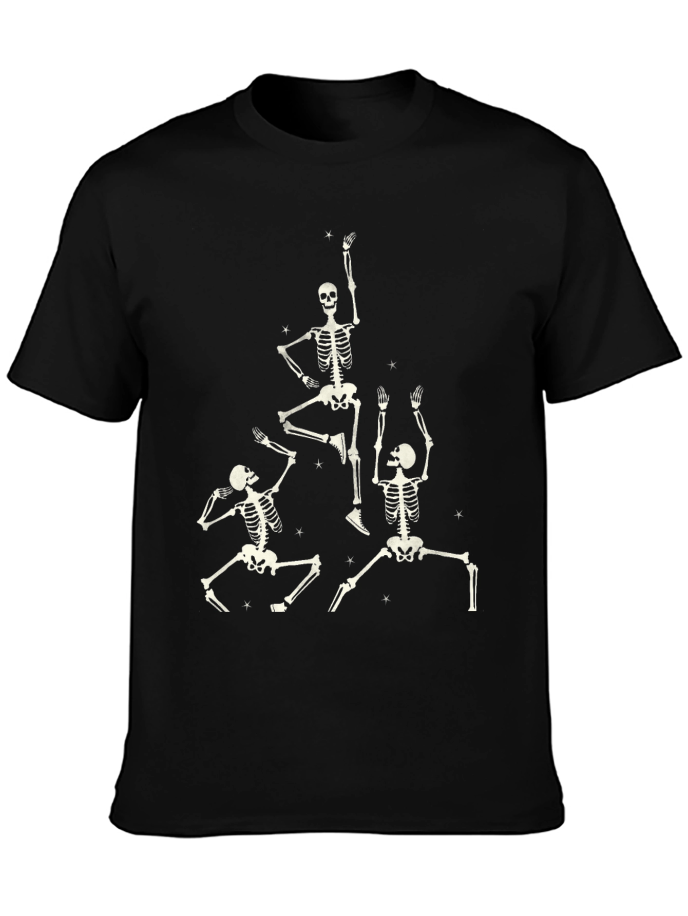 Black Dancing Skeletons Black Graphic Tee view 3