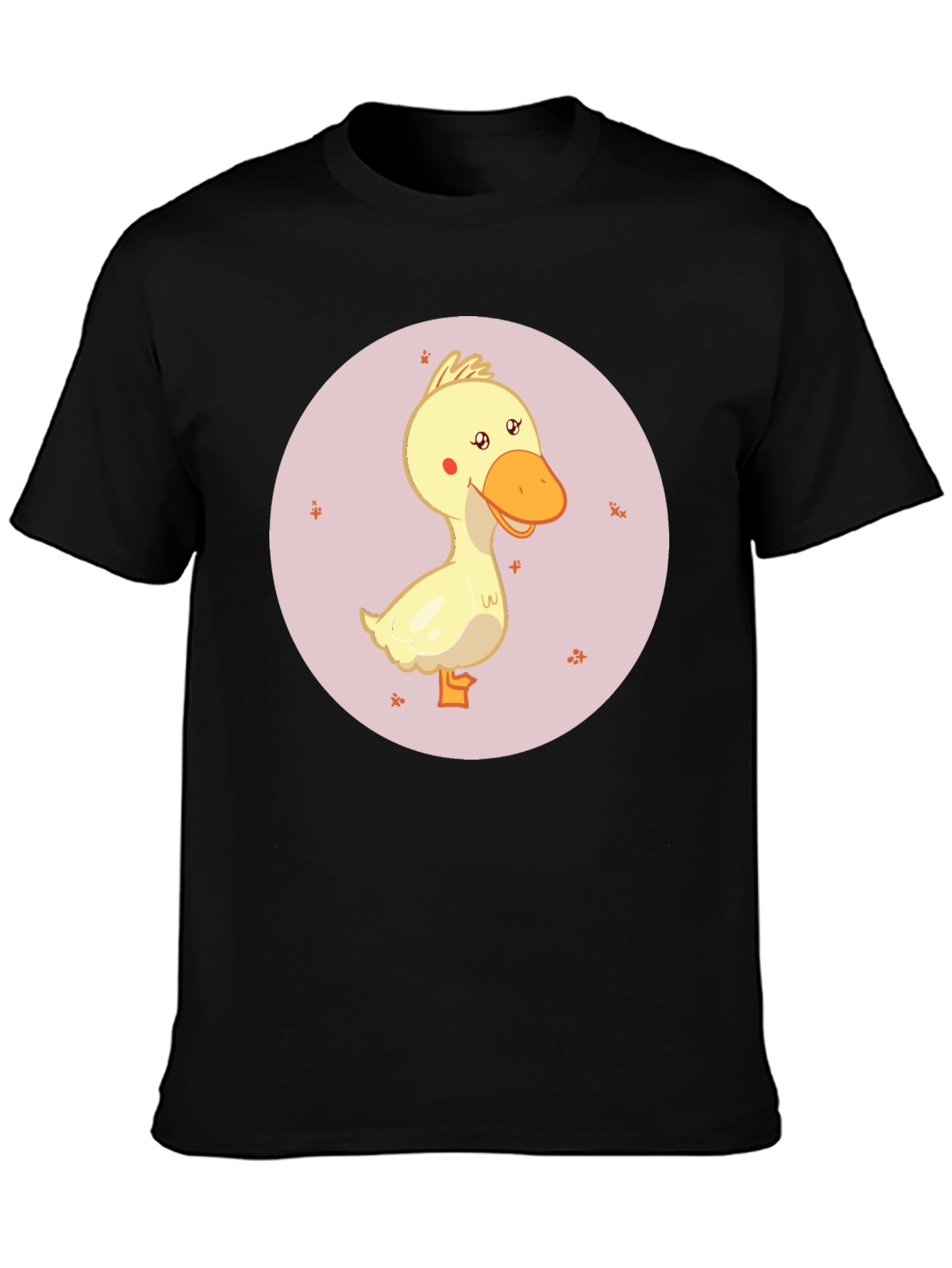 Black Cute Cartoon Duckling Graphic Black T-Shirt view 3