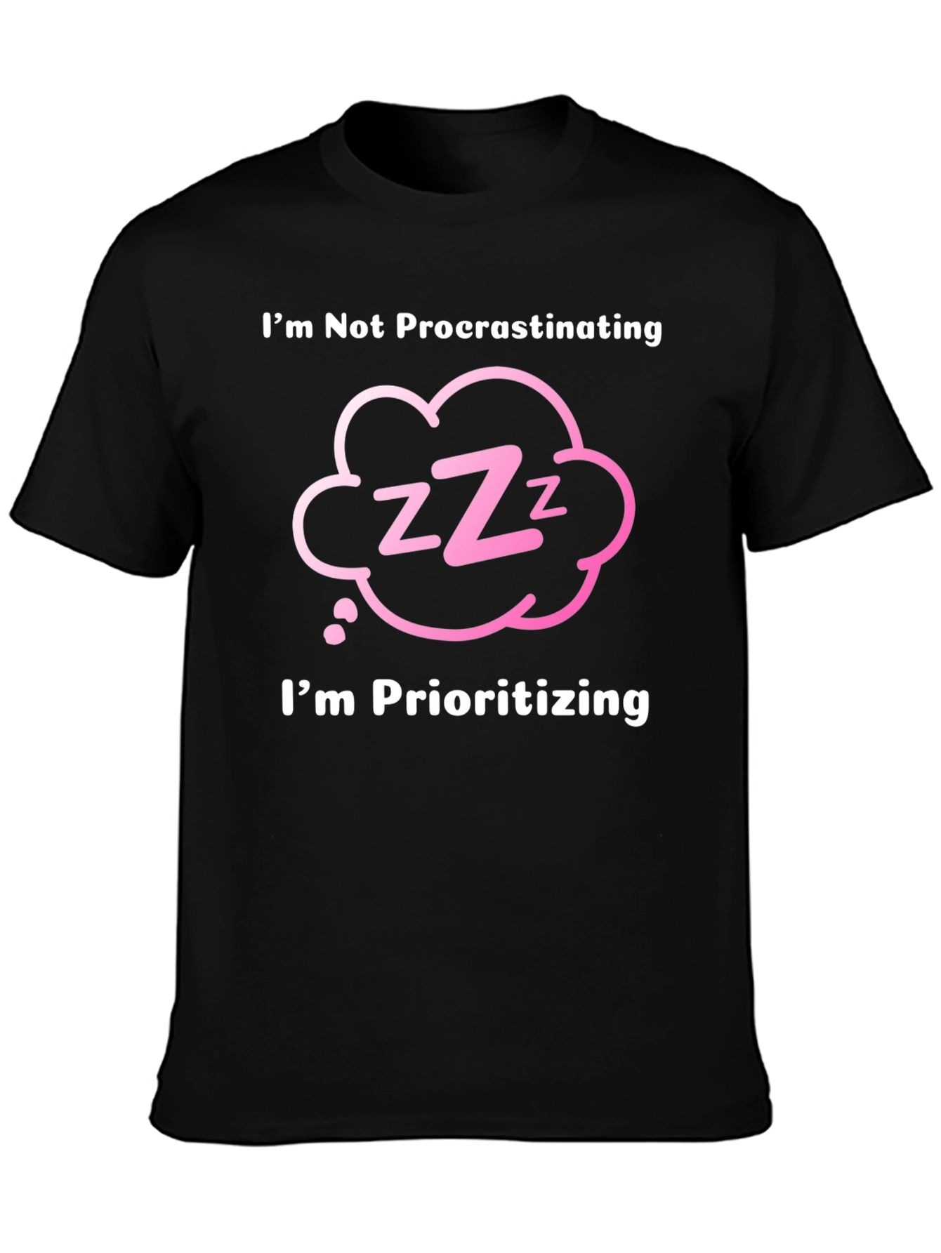 Black Funny "I'm Not Procrastinating" Graphic T-Shirt view 3