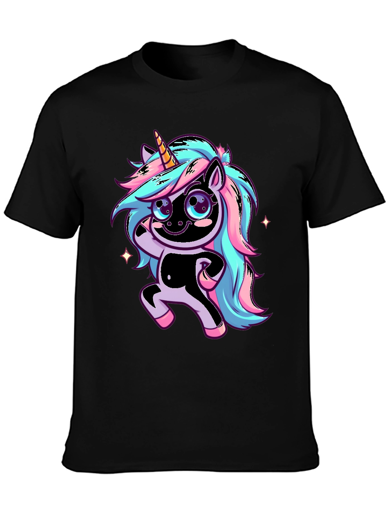 Black Unicorn Graphic Black T-Shirt view 3