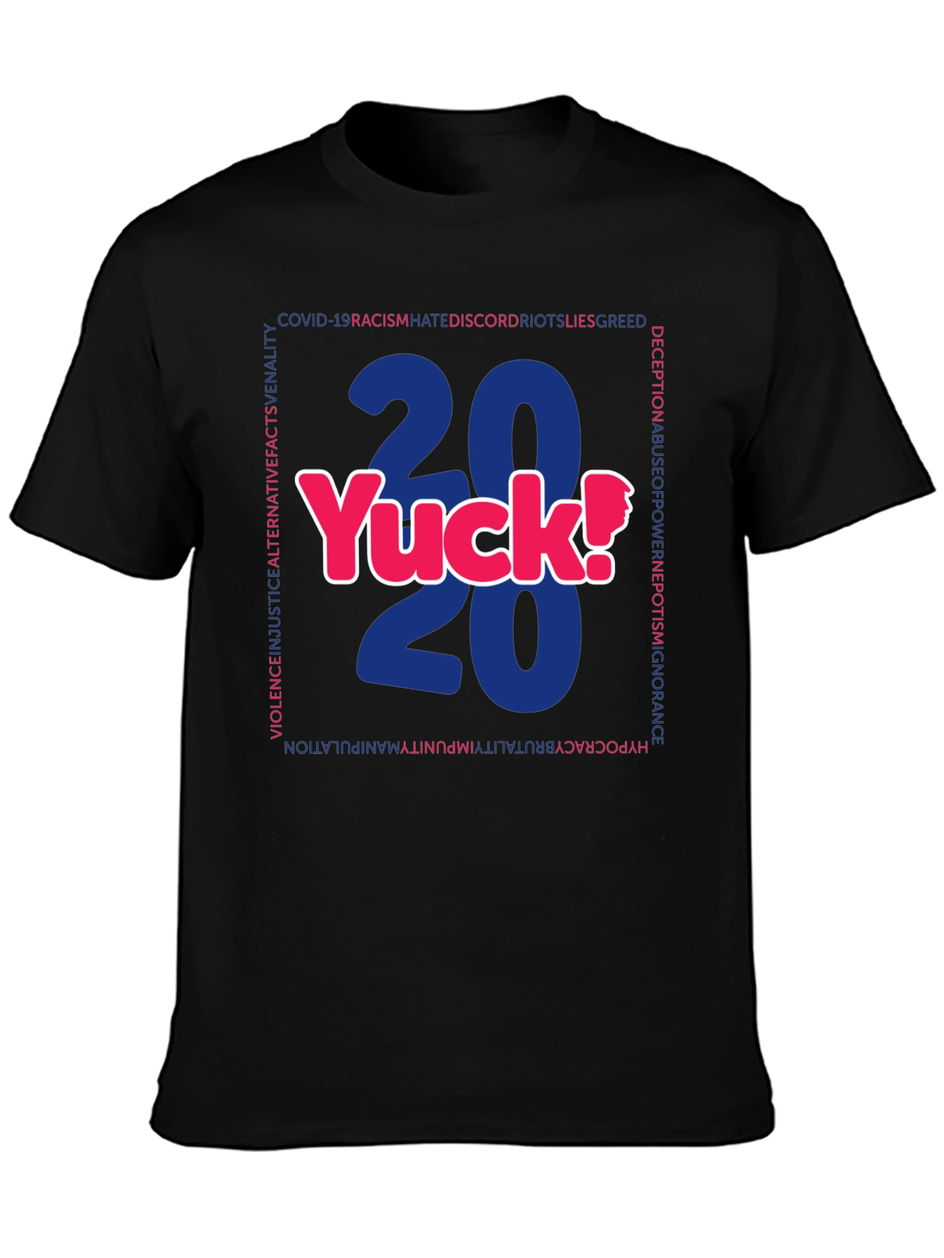 Black 2020 Yuck! Graphic Print Crew Neck T-Shirt view 3