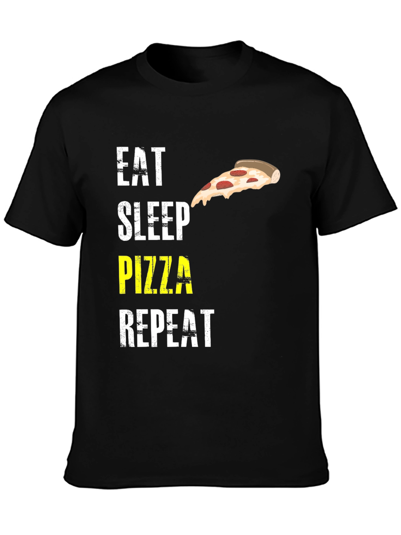 Black Eat Sleep Pizza Repeat Graphic T-Shirt view 3