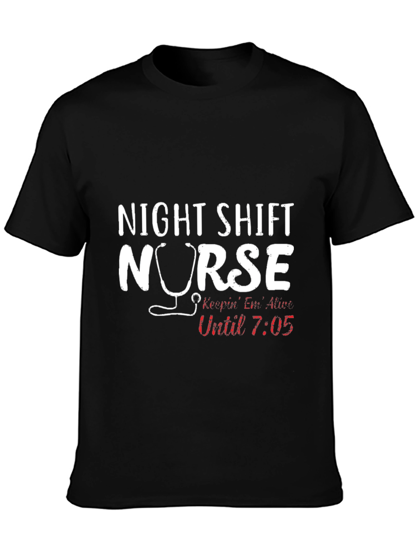 Black Night Shift Nurse Graphic T-Shirt view 3