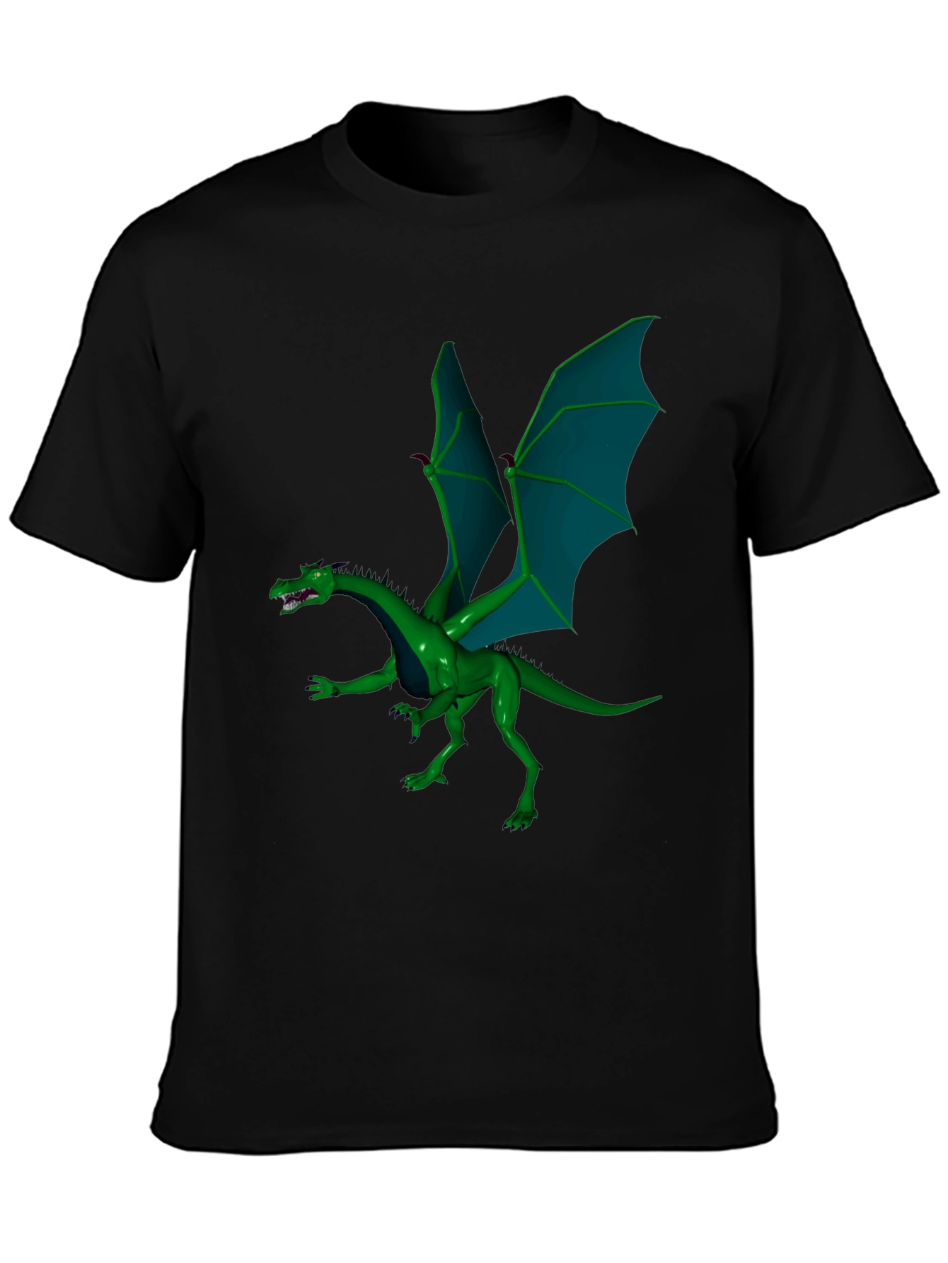 Black Green Dragon Graphic Tee view 3