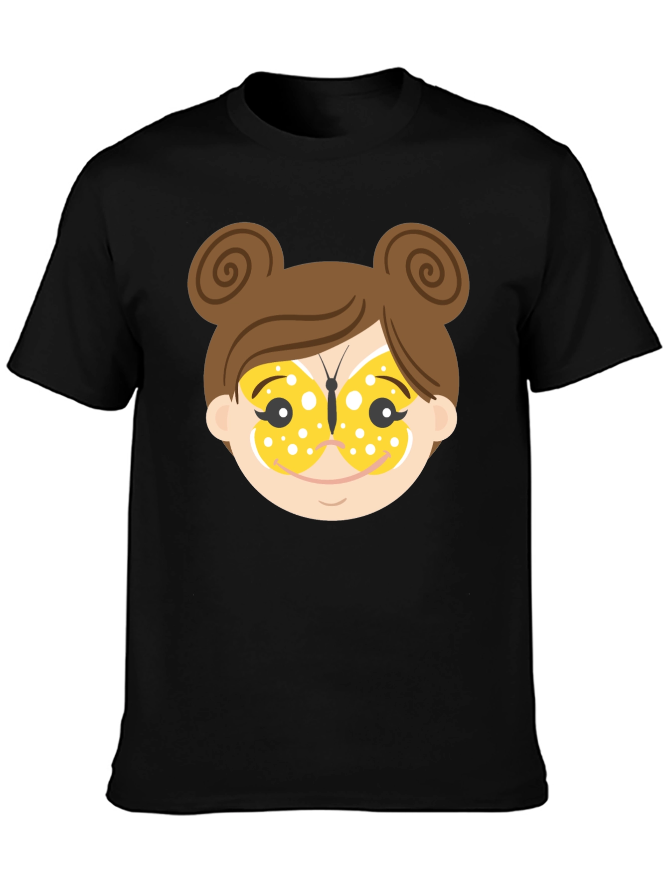 Black Cartoon Girl Face T-Shirt view 3