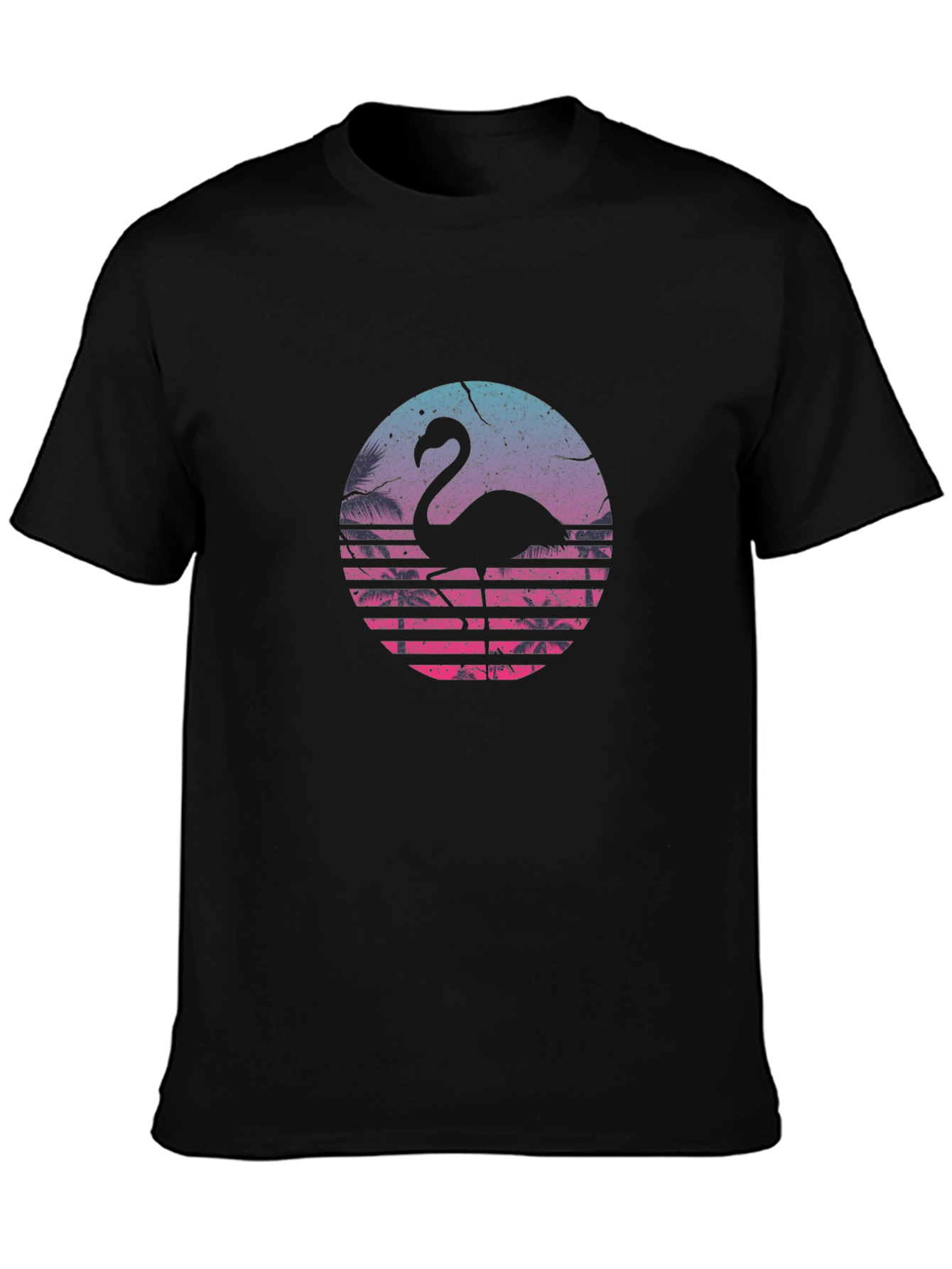 Black Retro Flamingo Graphic T-Shirt - Black view 3