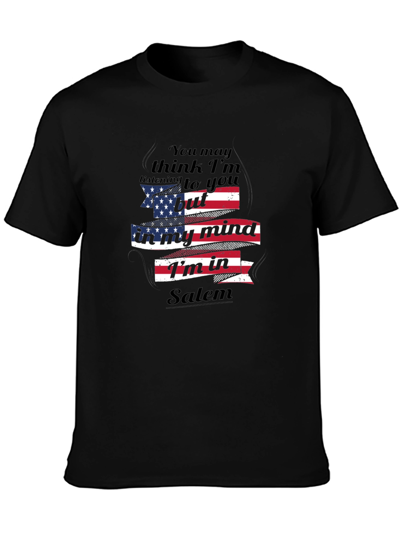 Black Salem Mind T-Shirt - Patriotic Novelty Tee view 3