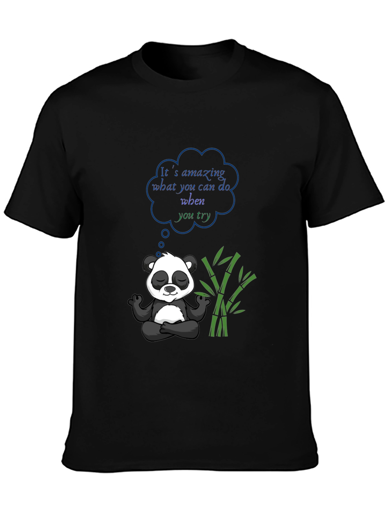 Black Meditating Panda Graphic Tee view 3