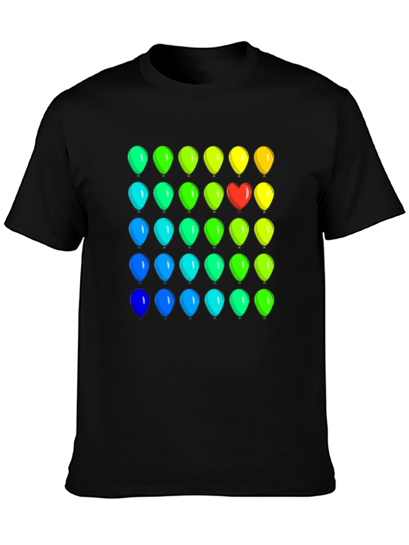 Black Rainbow Balloon Heart Tee view 3