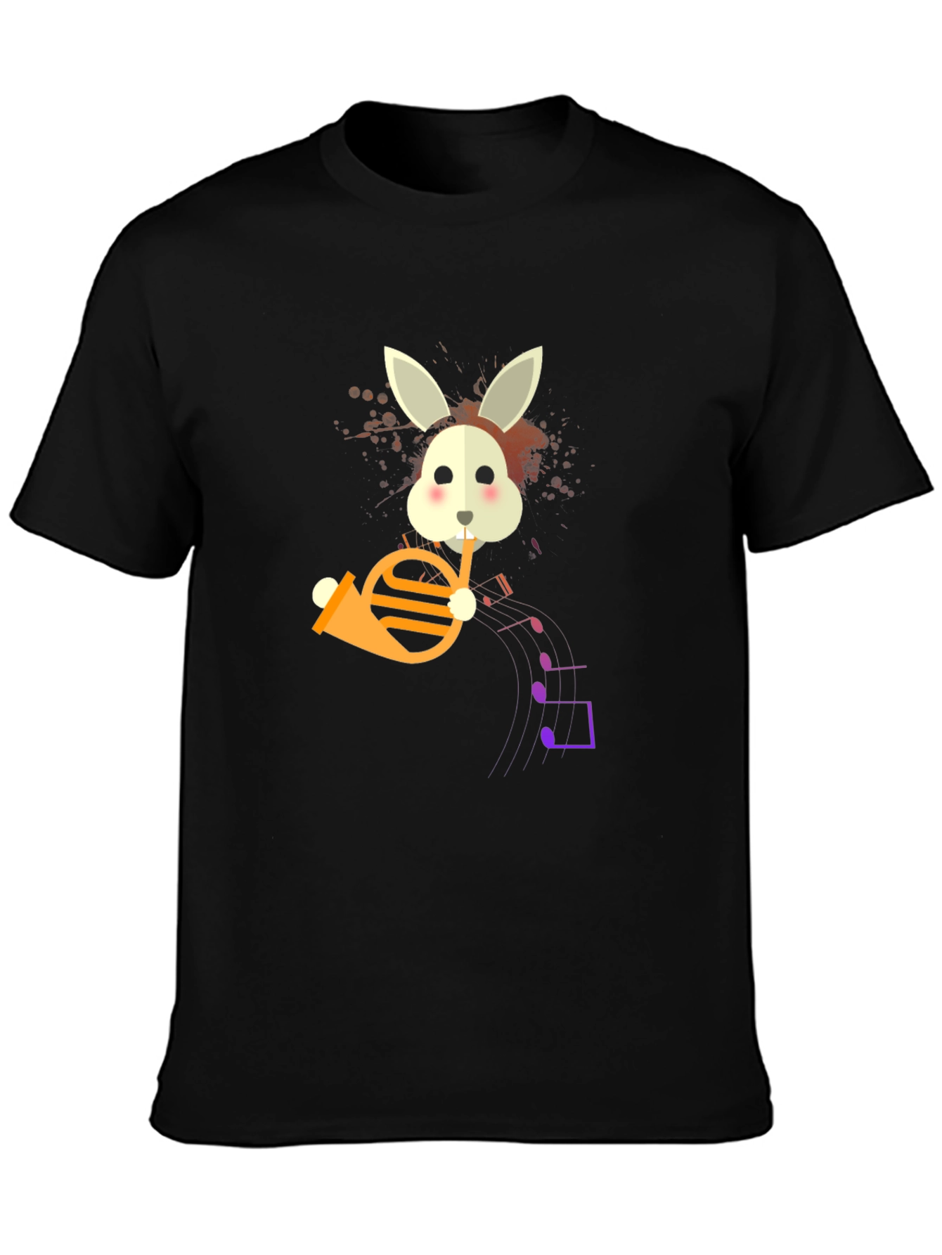 Black Bunny French Horn Player Graphic T-Shirt view 3