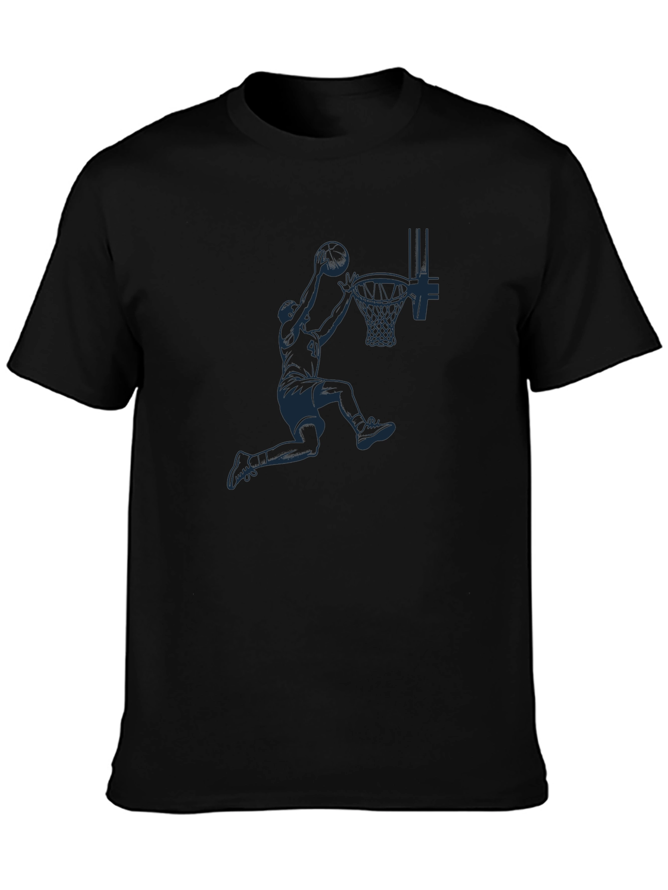 Black Basketball Dunk Graphic Tee - Black Cotton view 3