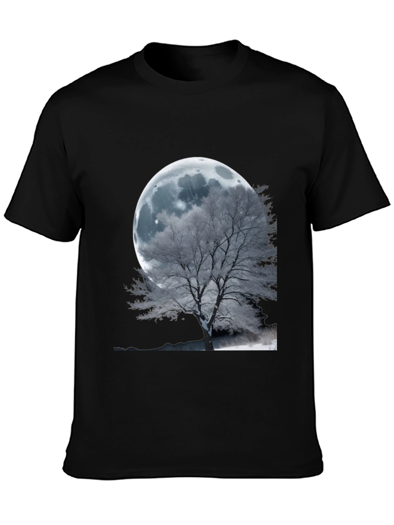 Black Moonlit Tree Graphic T-Shirt - Unique Design view 3