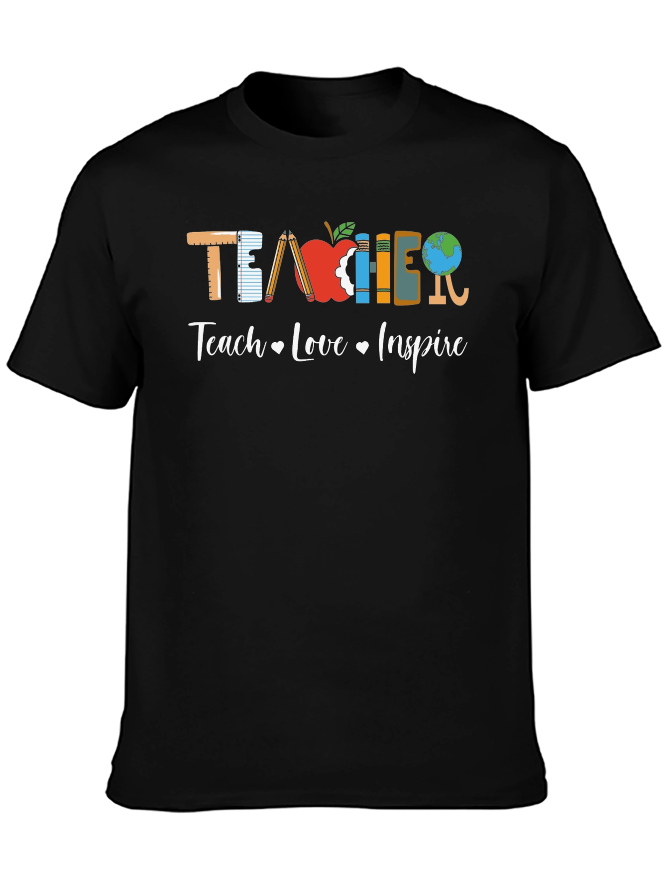 Black Teacher Teach Love Inspire Graphic Tee view 3