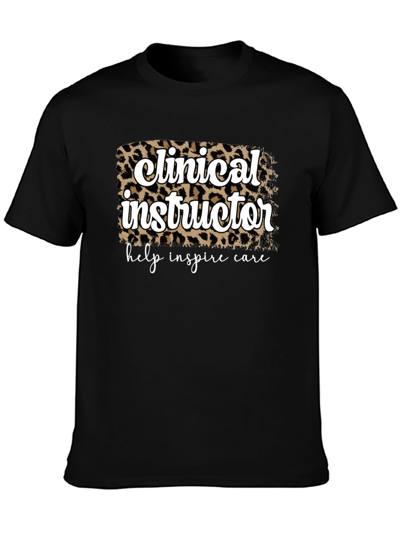 Black Clinical Instructor Leopard Print T-Shirt view 3