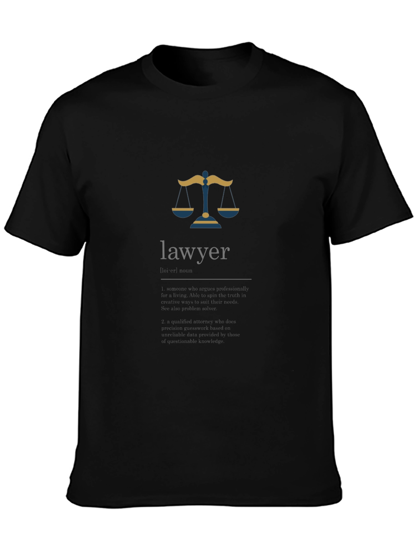Black Lawyer Scales of Justice Graphic Tee - Unisex Black T-Shirt view 3