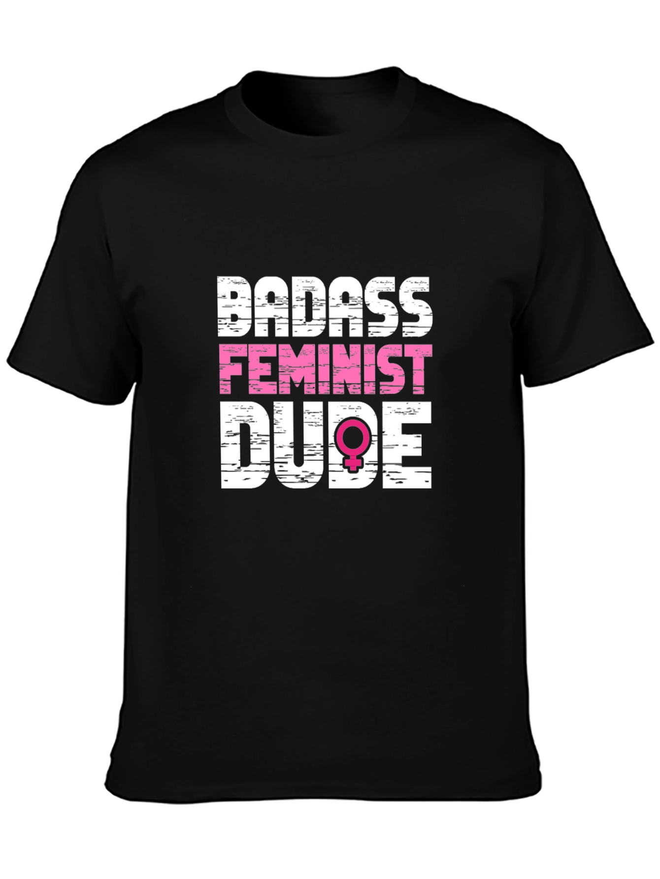 Black Badass Feminist Dude T-Shirt - Mens Black Crew Neck Tee view 3