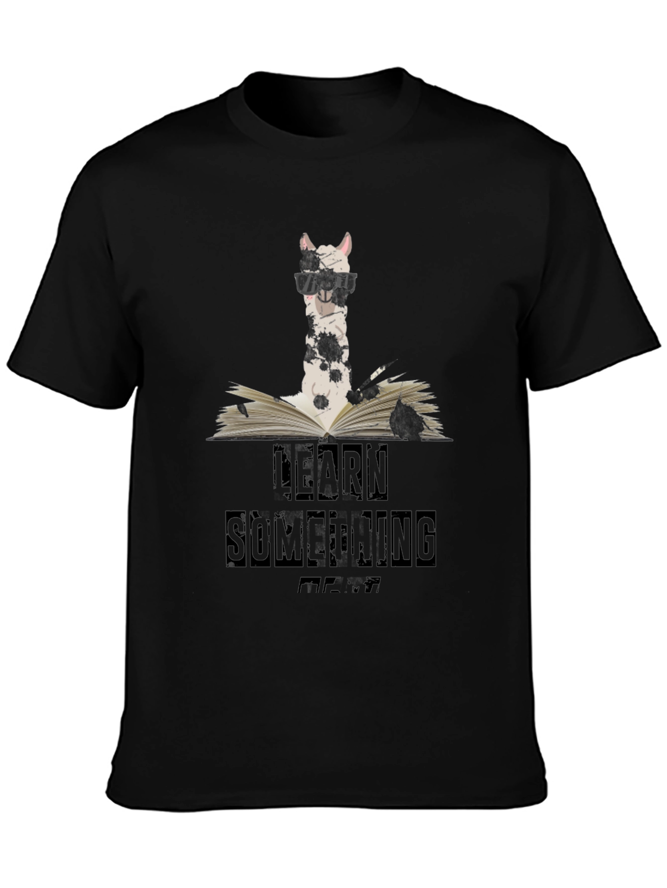 Black Learn Something New Llama Graphic T-Shirt view 3