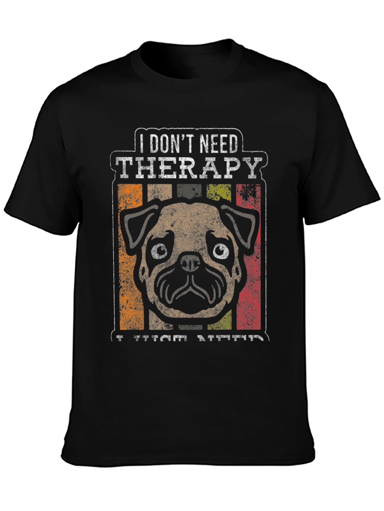 Black Pug Therapy Graphic T-Shirt view 3