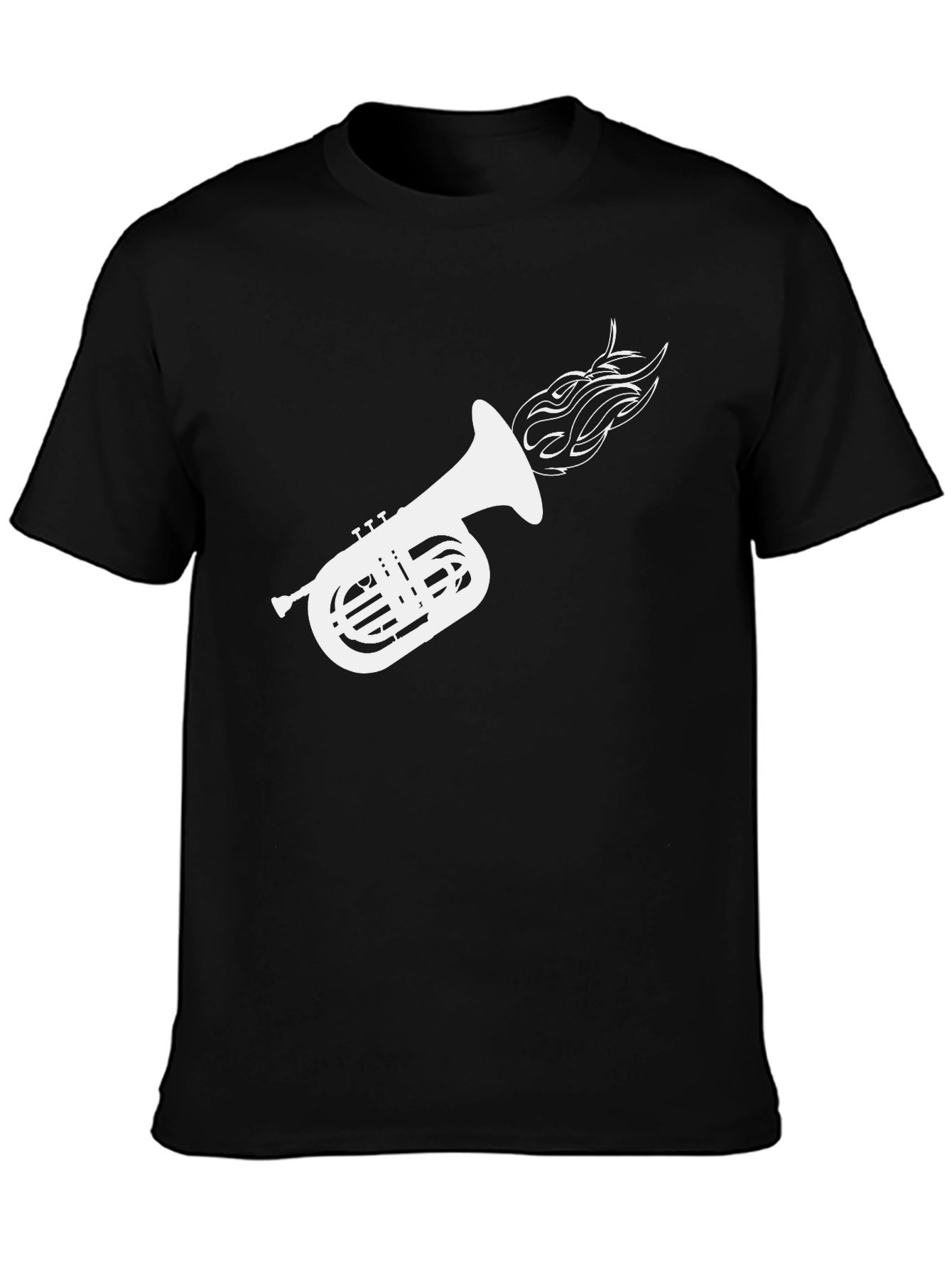 Black Black Tuba Fire T-Shirt - Musician Apparel view 3