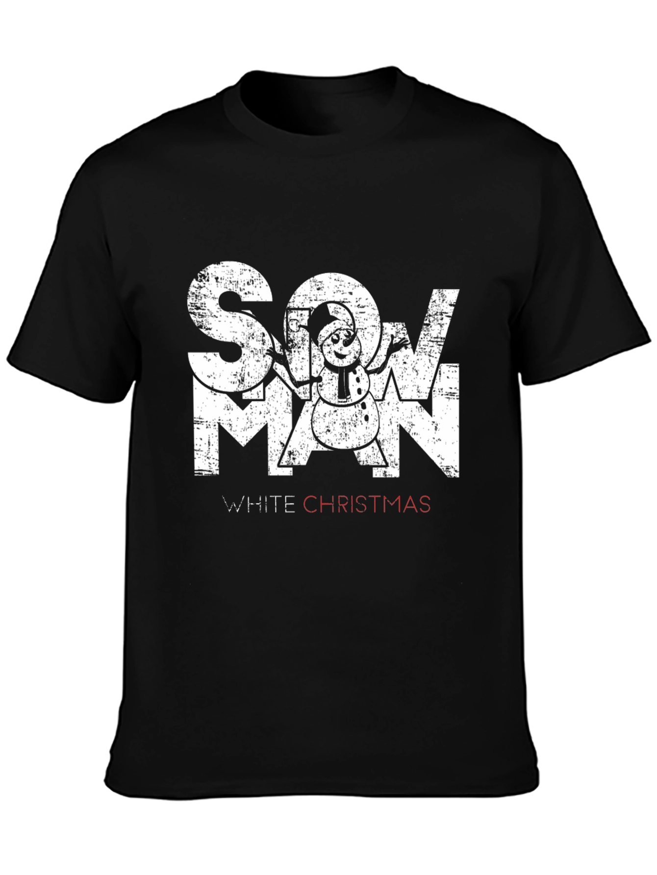 Black Snowman White Christmas Graphic T-Shirt view 3