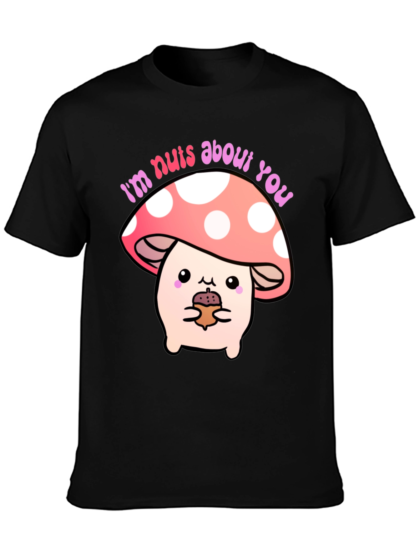 Black I'm Nuts About You Mushroom Graphic Tee view 3