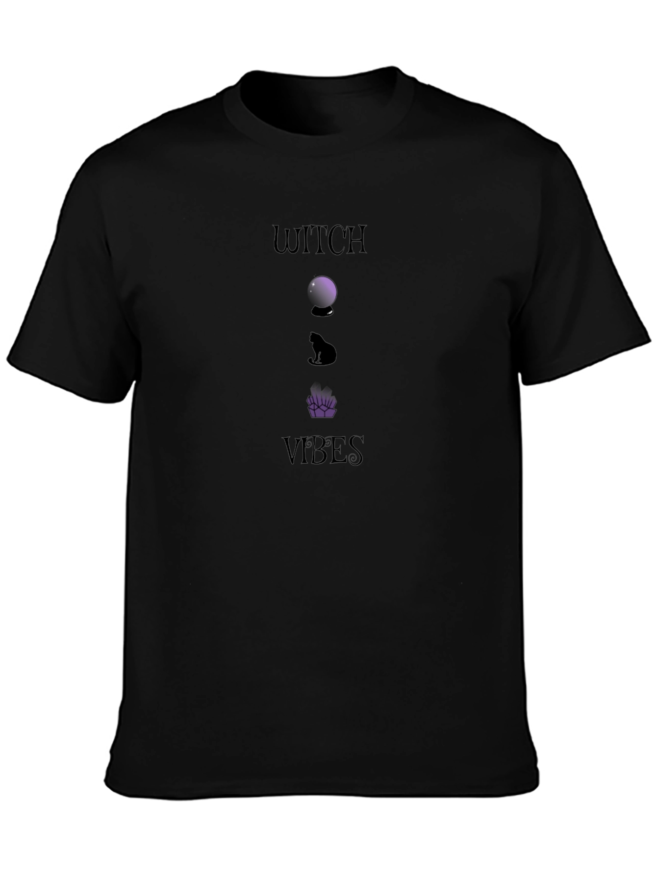 Black Witch Vibes Graphic Tee - Soft Black Cotton T-Shirt view 3