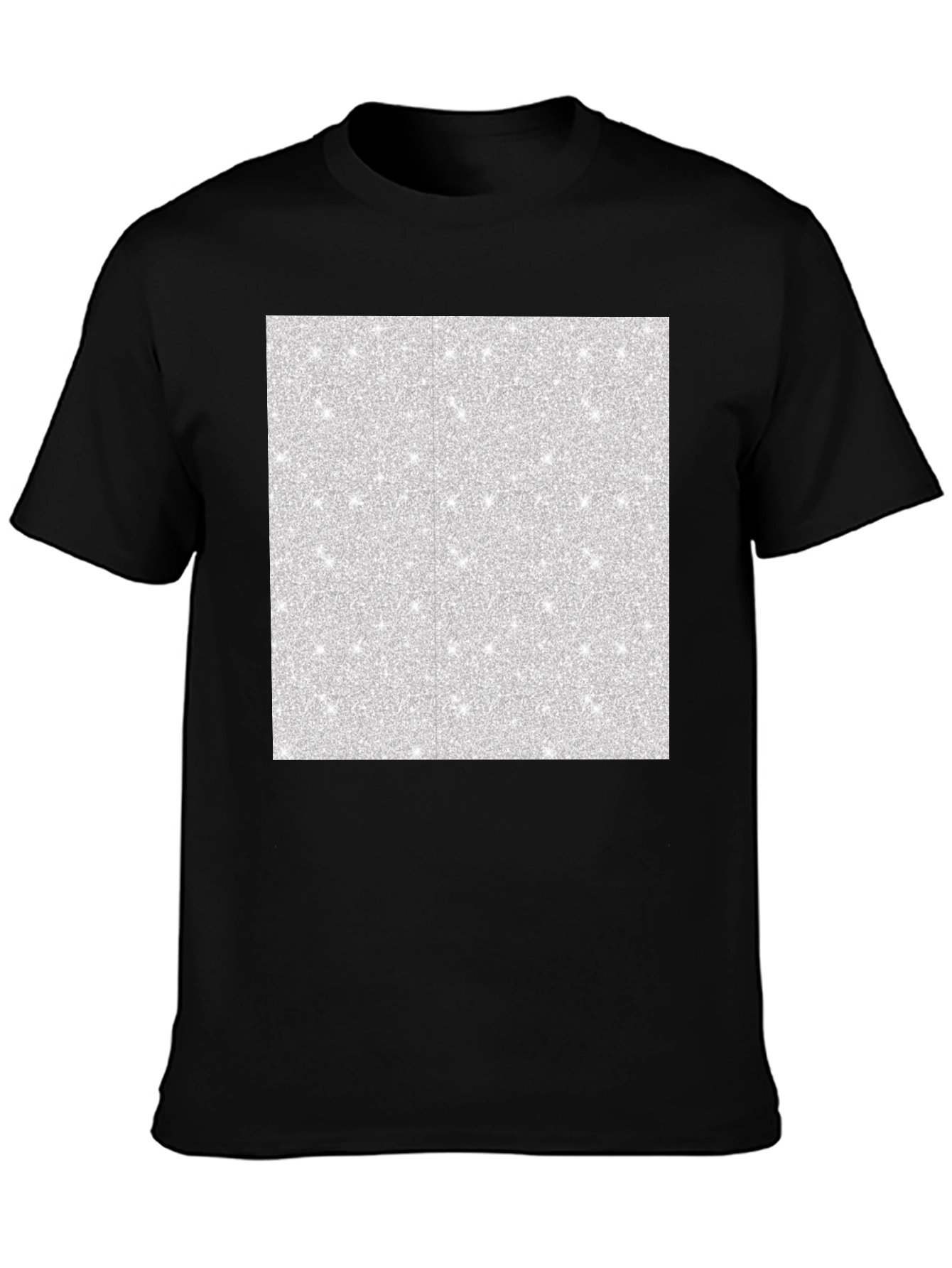 Black Men's Black T-Shirt with Abstract Glitter Square Design view 3