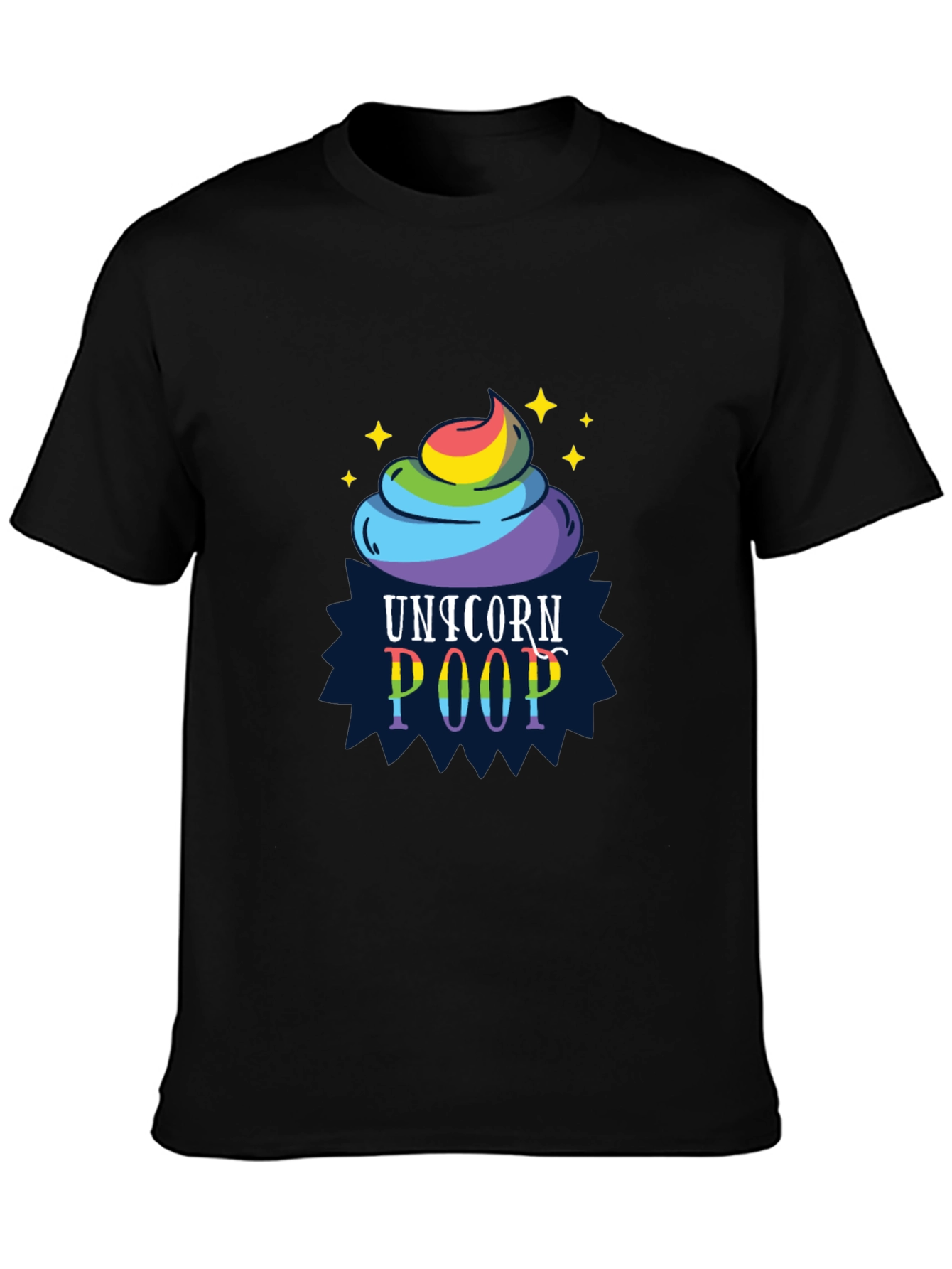Black Unicorn Poop Graphic Tee - Funny Rainbow Shirt view 3