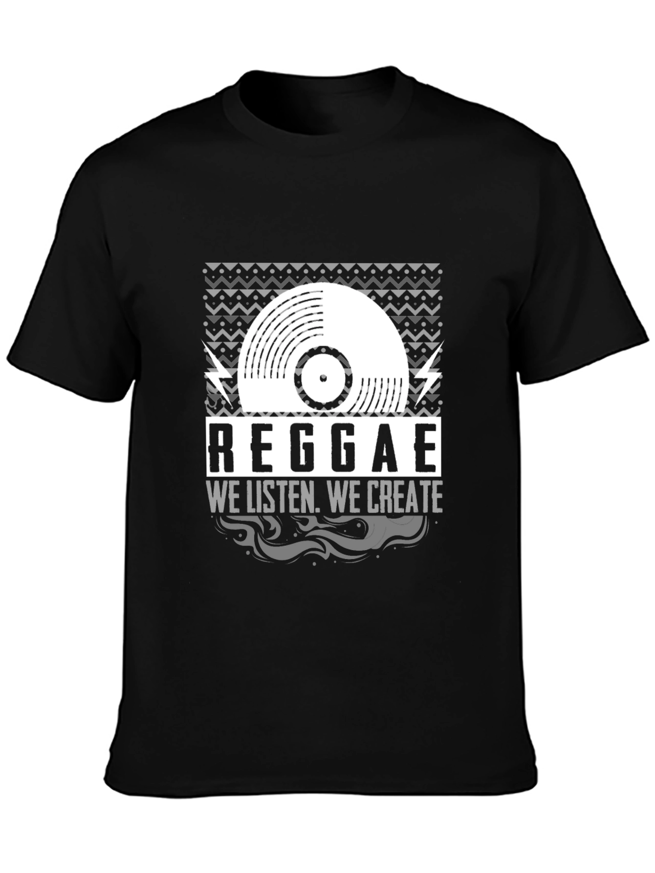 Black Reggae Music T-Shirt: We Listen, We Create Graphic Tee view 3