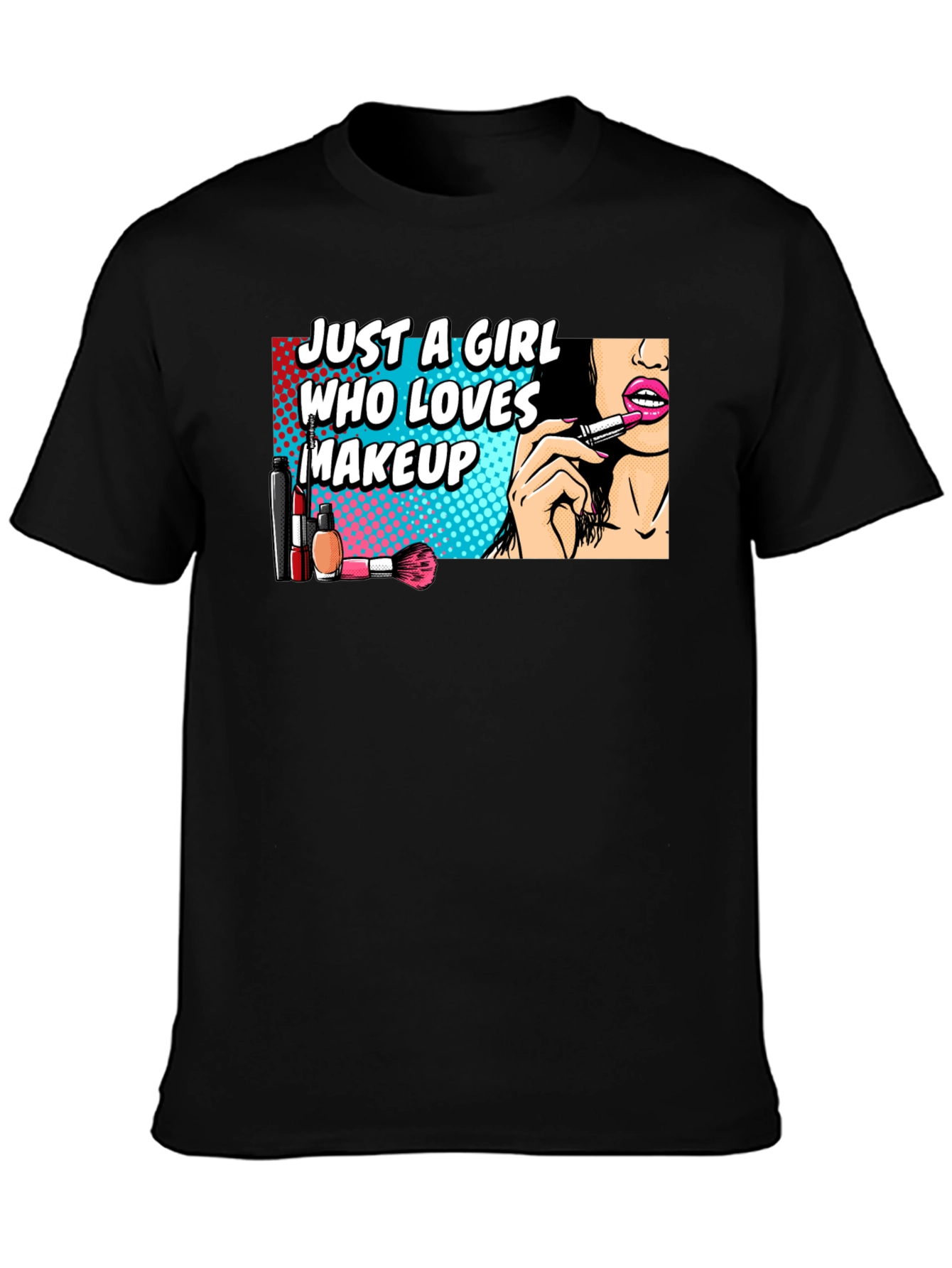 Black Makeup Lover Graphic Tee - Black Cotton Blend T-Shirt view 3