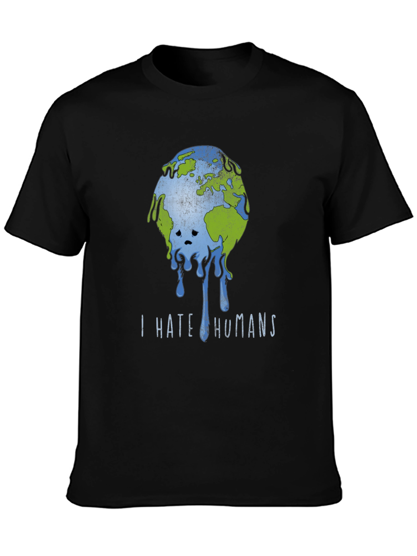 Black I Hate Humans Earth Graphic T-Shirt view 3