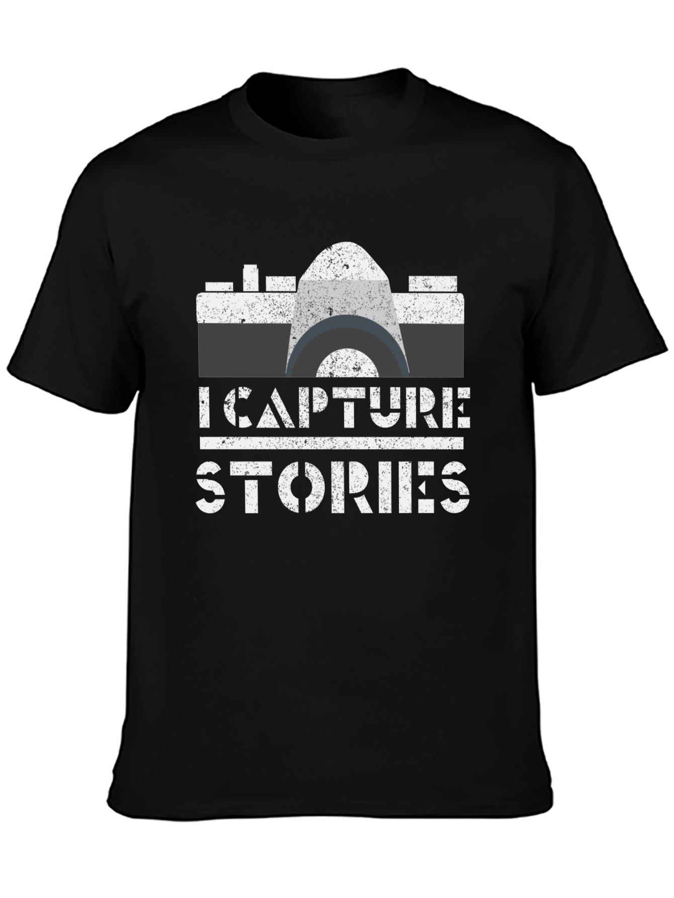 Black I Capture Stories Camera Graphic Tee view 3