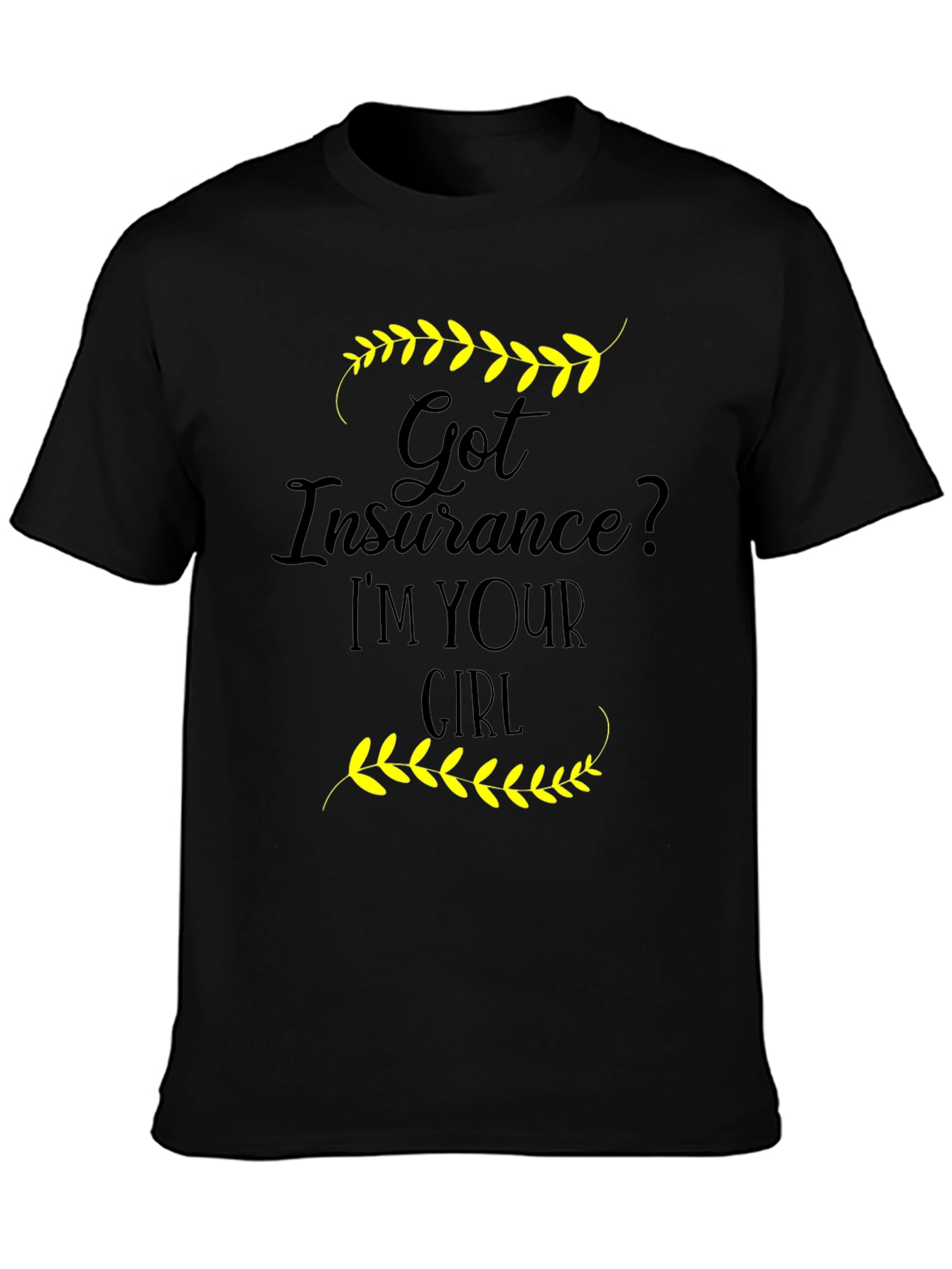 Black Insurance Girl T-Shirt - Novelty Graphic Tee view 3