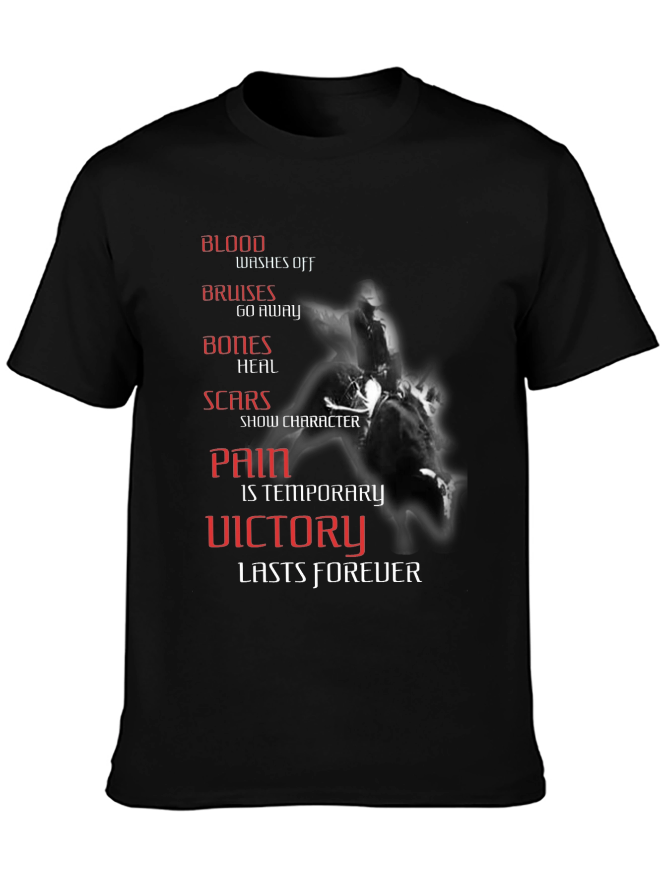 Black Motivational T-Shirt: Victory Lasts Forever view 3