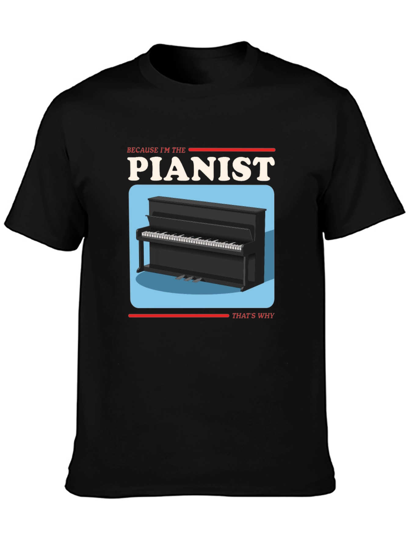 Black Pianist Graphic T-Shirt - Music Lover Tee view 3
