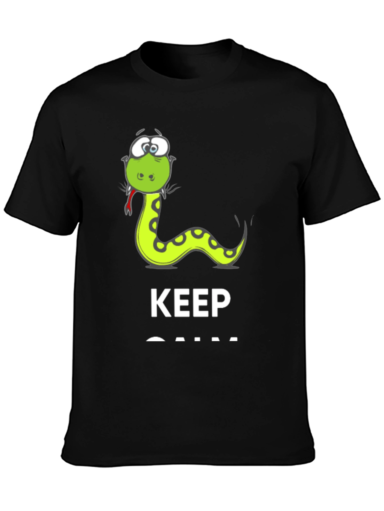 Black Funny Snake Keep Calm Men's T-Shirt view 3