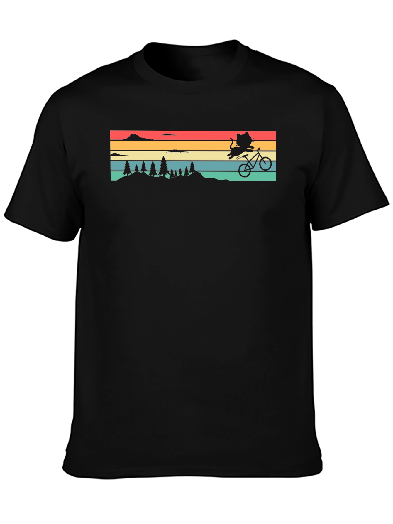 Black Cat Biking Retro T-Shirt view 3