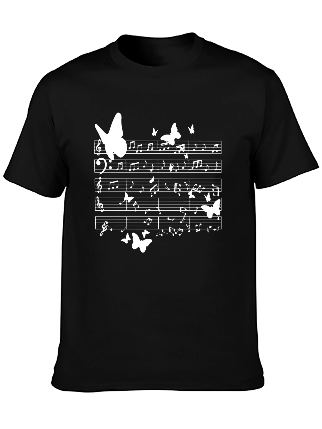 Black Butterfly Music Note T-Shirt view 3